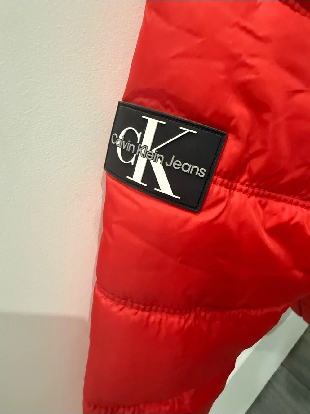 Calvin Klein Jeans Bold Red Quilted Puffer Sleeve